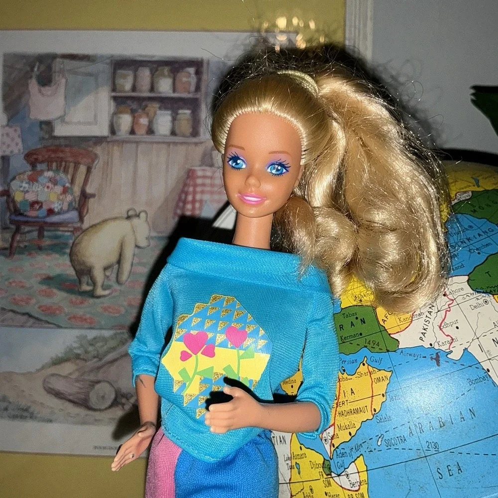 BARBIE Doll Vintage 1980s 1990s 80s 90s Blue Outfit Ring Blonde Blue Eyes